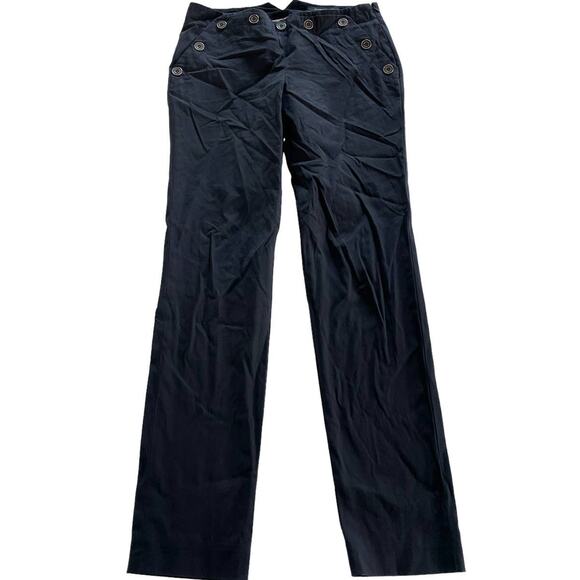Club‎ Monaco Pants Women 0 Black Button Detail Notch Waist Ankle - Picture 1 of 7